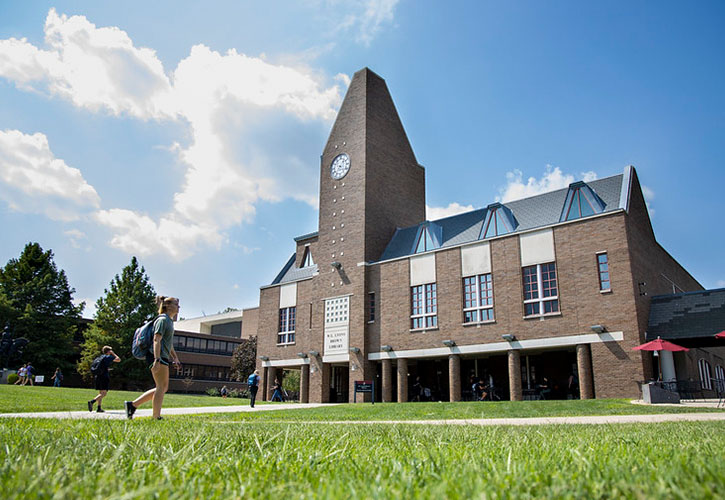 Shot of the library and campus