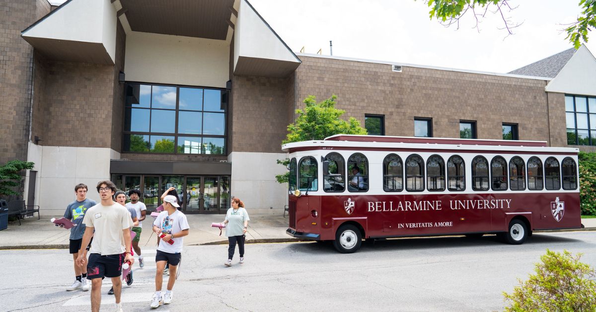 Bellarmine students and trolley