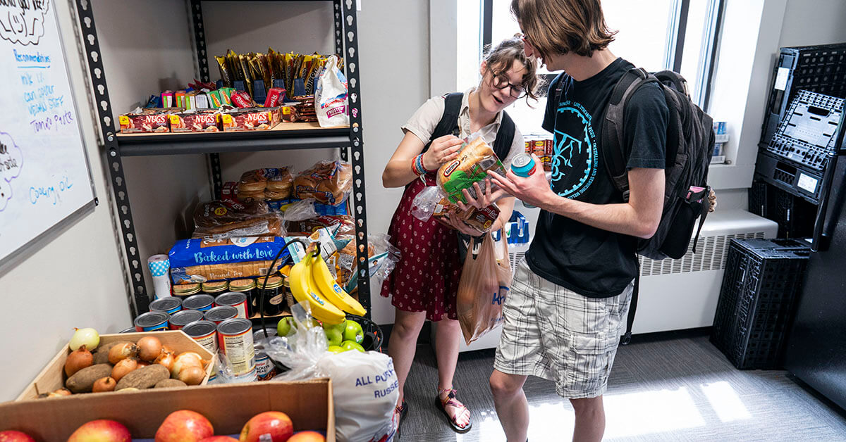 two students in Knights Pantry