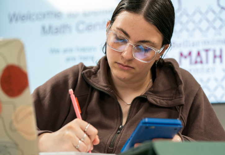 Bellarmine Student in the Math Center