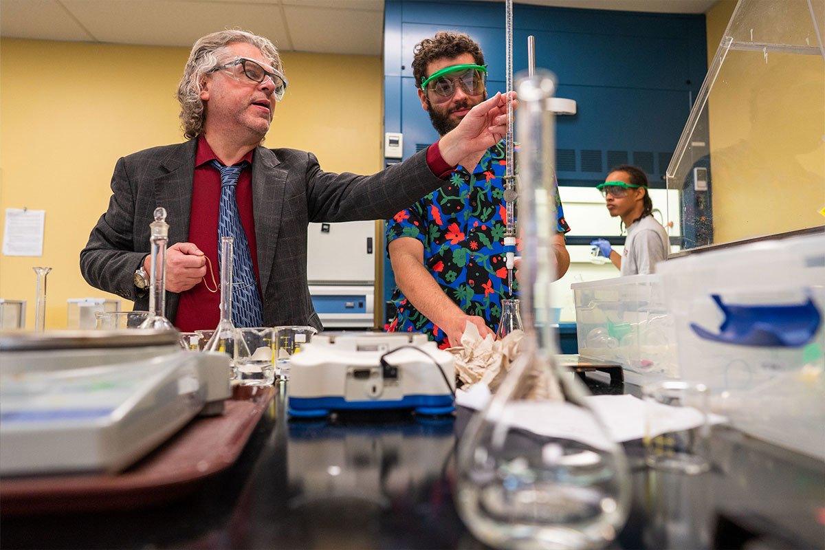 bellarmine student in lab