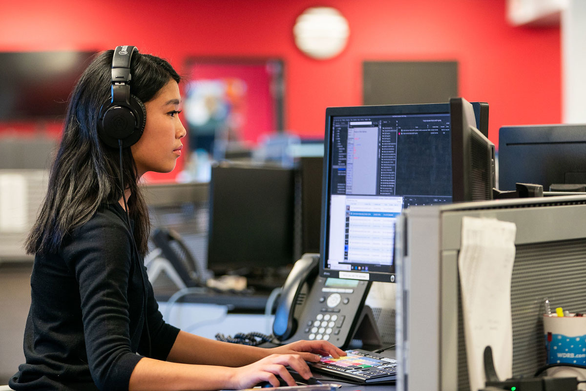 Student working on computer