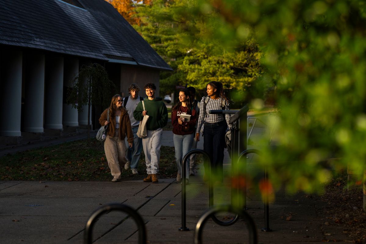 students walking on campus