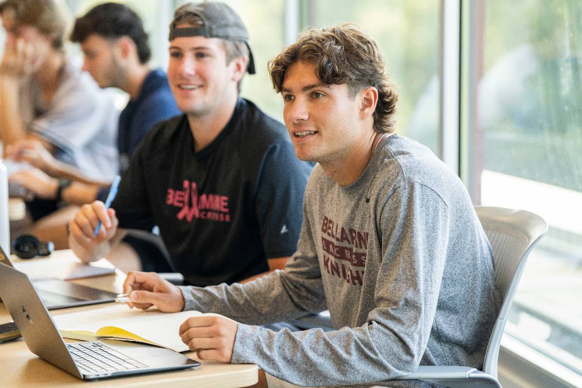 student listens in class