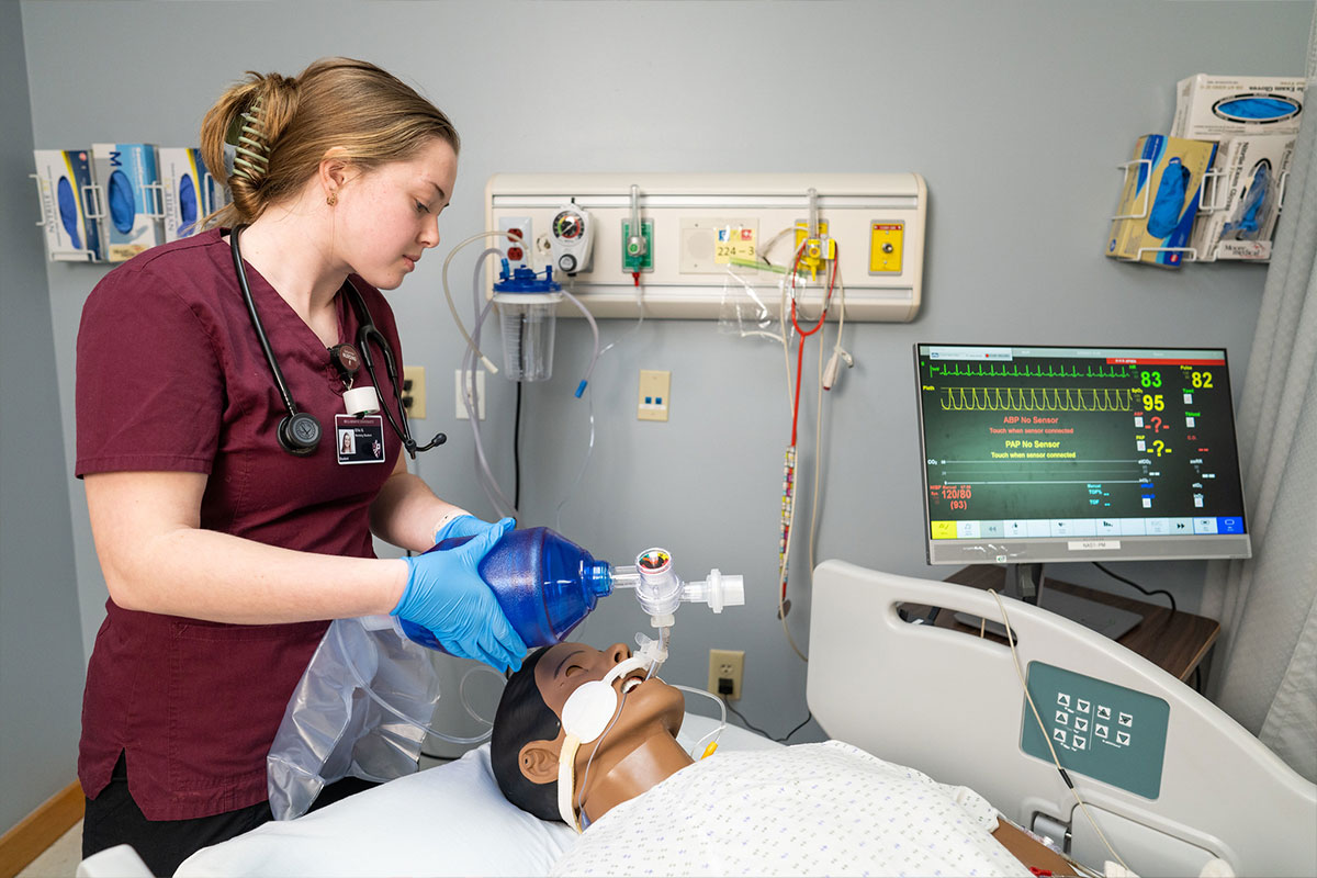 nursing students in sim lab