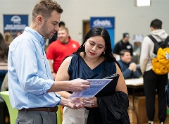 Student consults with Bellarmine staff at a career preparation event