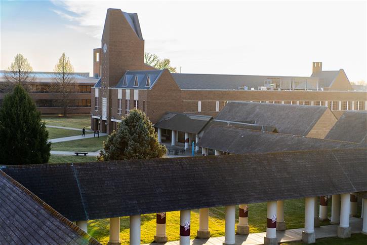 A view of the Quad on the Bellarmine University campus.