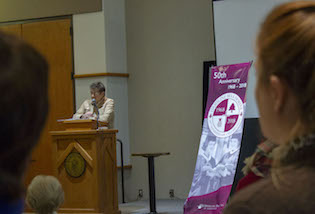 Sr. Peterworth speaks at terrace dedication